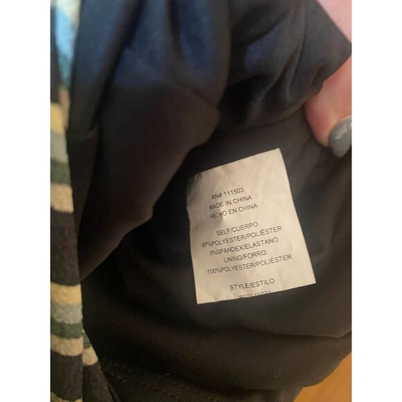 June & Hudson black green yellow striped wide leg jumpsuit - Picture 8 of 8